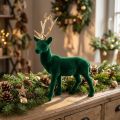 Deer standing deco figure green gold table decoration advent 27cm | Floristik24.ie