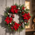 Artificial Poinsettia Red Silk Flowers Decoration 6 pcs in bunch | Floristik24.ie