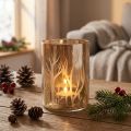Lantern Glass Deco Trees Brown Tealight Glass Ø9.5cm H13.5cm | Floristik24.ie