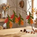 Autumn decorative pendant wood leaves oak leaf 17cm 6pcs | Floristik24.ie