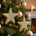 Christmas decoration star pendant golden glitter 18.5cm 4pcs | Floristik24.ie