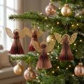 Paper angel Christmas angel decoration wine red pink H12cm 4pcs | Floristik24.ie