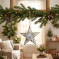 Wooden stars decoration decorative hanger rustic decoration white wood Ø15cm | Floristik24.ie