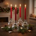 Stick candle holder candlestick glass metal silver Ø10.5cm 4pcs | Floristik24.ie