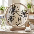 Metal flowers table decoration wood metal spring decoration H19cm | Floristik24.ie
