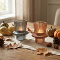 Candle holder glass candlestick gray brown H6.5cm 2pcs | Floristik24.ie