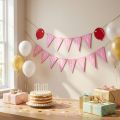 Birthday decoration pennant garland made of felt, pink, 300cm | Floristik24.ie