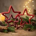 Star to stand Christmas decoration jute red 13/18cm 4pcs | Floristik24.ie