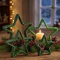 Star to stand Christmas decoration jute green 13/18cm 4pcs | Floristik24.ie