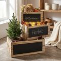 Decorative wooden boxes with chalkboard surfaces – natural &amp; black, various sizes – practical and stylish storage – set of 3 | Floristik24.ie