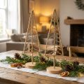 Christmas tree decoration stand metal wood natural H39cm 2pcs | Floristik24.ie