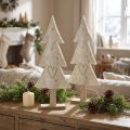 Christmas tree felt decoration with heart cream beige H35cm 2 pcs | Floristik24.ie