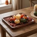 Wooden decorative tray, rectangular, dark brown varnished, 30×25cm | Floristik24.ie