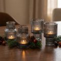 Glass candle holders in grey, tealight holders, 8cm high, 4 pieces | Floristik24.ie