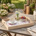 Rectangular wooden tray, natural flowers, butterfly, L35cm | Floristik24.ie
