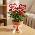 Flower plug heart red wooden decorative plug Love 7cm 12pcs | Floristik24.ie