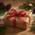 Christmas ribbon with gold threads gift ribbon red 25mm 20m | Floristik24.ie
