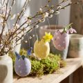 Easter egg to hang purple, pink, yellow egg plastic H6.5cm 6pcs | Floristik24.ie