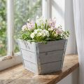 Flower box wooden planter shabby chic gray 19x19x15.5cm | Floristik24.ie