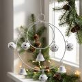 Ring with bells, Advent decoration, ring wreath, metal decoration for hanging White H22.5cm W21.5cm | Floristik24.ie