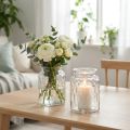 Glass vase with pattern, lantern glass clear H15cm Ø11cm 2pcs | Floristik24.ie
