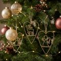 Christmas tree decorations heart metal hearts decoration golden 12cm 6pcs | Floristik24.ie