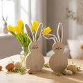 Wooden Rabbit with Movable Ears Brown White 11.5×27cm 2 pcs | Floristik24.ie