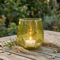 Lantern glass decoration vintage yellow-green Ø12cm H12.5cm | Floristik24.ie