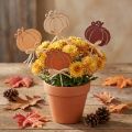 Wooden pumpkin flower stakes, orange and natural finish, 6.5x7cm, 12 pieces | Floristik24.ie