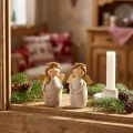 Enchanting ceramic angel duo in cream-white with gold accents – 8.6 cm – Heavenly decorative figures – 2 pieces | Floristik24.ie