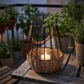 Lantern with handle and glass black natural Ø18cm H22cm | Floristik24.ie