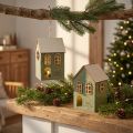 Felt House Christmas Tree Ornament Green LED Decoration 2-Piece Set | Floristik24.ie