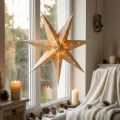 Decorative star, paper, jute, natural, lights, Ø75cm, Christmas | Floristik24.ie