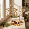 Star decoration metal wood stand natural fibre Ø15cm 2pcs | Floristik24.ie