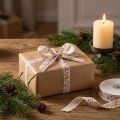 Christmas ribbon with reindeer white cream sturdy edge 15mm 18m | Floristik24.ie