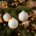 Snow globe, tree pendant, Christmas tree decoration, winter decoration white H6.5cm Ø6cm real glass 24 pcs | Floristik24.ie