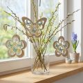 Butterfly to hang, wooden pendant flower, spring decoration with glitter H11/14.5cm 4pcs | Floristik24.ie