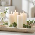 Rustic pillar candles, solid-colored, off-white RAL, 60/110mm, set of 4 | Floristik24.ie