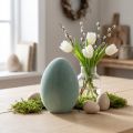 Easter egg decorative egg grey-green plastic flocked 20cm | Floristik24.ie