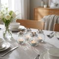 Tealight holder candlestick glass metal silver Ø10.5cm 4pcs | Floristik24.ie
