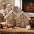 Wooden House Decorative House Table Stand Wood 16.5cm 2 pcs | Floristik24.ie