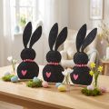 Table Decoration Easter Bunny Decoration Felt Black with Heart 45cm 3 Pcs | Floristik24.ie