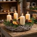 Wooden wreath, decorative wreath, natural white, Ø30cm, H9.5cm | Floristik24.ie
