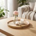 Decorative tray/plate made of natural acacia wood, Ø20cm | Floristik24.ie
