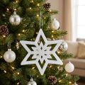 Decorative star white, snow-covered 28cm L40cm 1 pc | Floristik24.ie