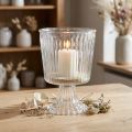 Lantern glass trophy fluted glass decoration Ø11.5cm H15cm | Floristik24.ie