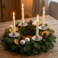 Taper candle holder for sticking silver antique look Ø7cm 4pcs | Floristik24.ie
