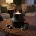 Black ceramic tealight holder Ø12cm H9cm | Floristik24.ie