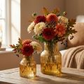 Flower vase glass orange retro design Ø11cm H14.5cm 2pcs | Floristik24.ie