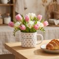 Cup with hearts ceramic cup white red Ø9cm H9cm | Floristik24.ie